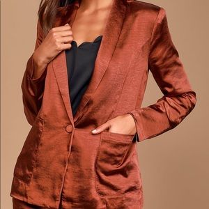 ISO rust brown satin Lulus jacket